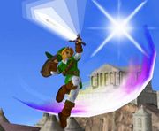 Link usando Ataque circular en Super Smash Bros. Melee.
