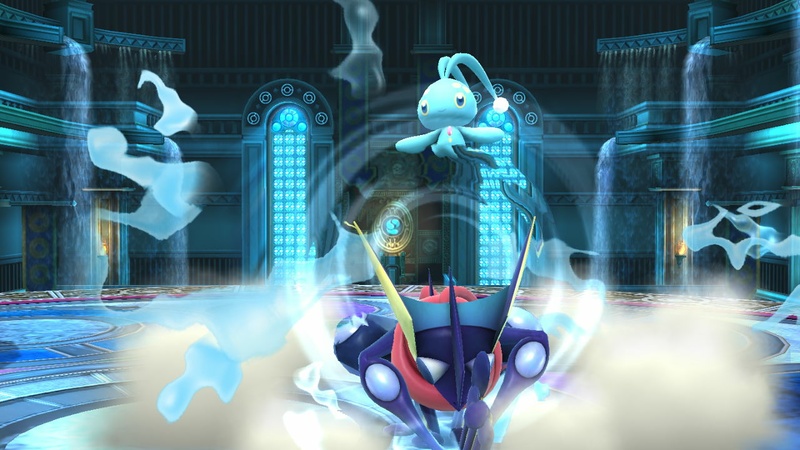 Archivo:Greninja y Manaphy en Liga Pokémon de Kalos SSB4 (Wii U).jpg