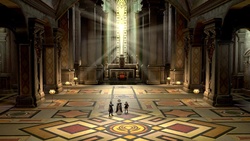 Vista de la catedral del escenario en Super Smash Bros. Ultimate