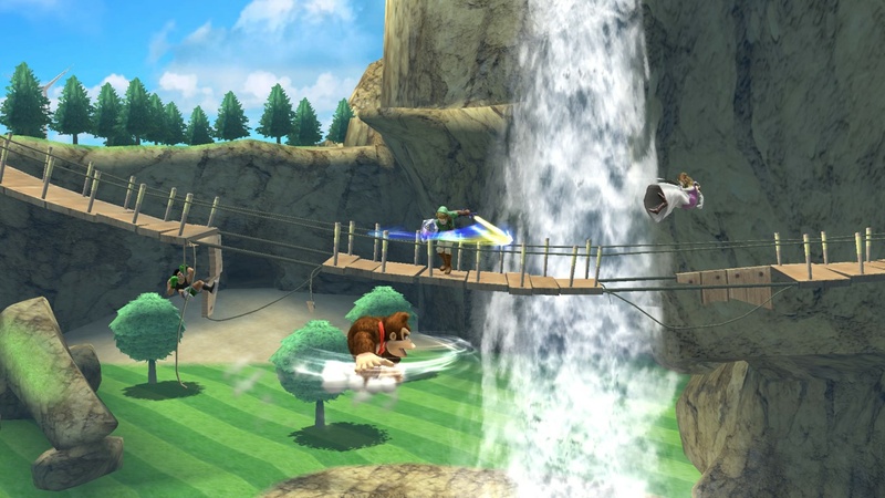 Archivo:Little Mac, Zelda, Donkey Kong y Link en las Islas Wuhu SSB4 (Wii U).jpg