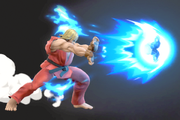 Vista previa del Hadoken de Ken en la sección de Técnicas de Super Smash Bros. Ultimate.