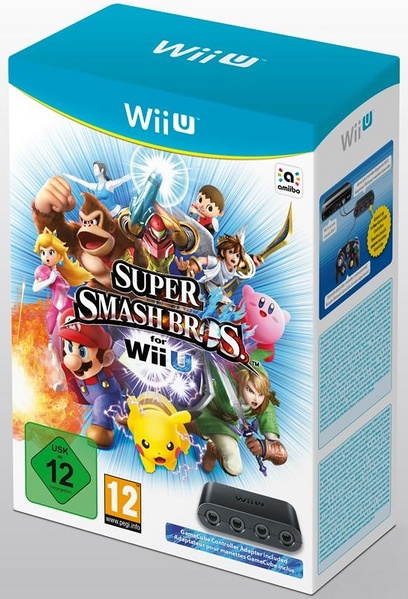 Archivo:Pack europeo de Super Smash Bros. para Wii U con adaptador.jpg