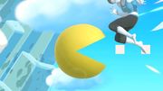 La Entrenadora de Wii Fit siendo atacada por Pac-Man en Reino Champiñón U.