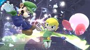 Toon Link usando Ataque circular en Super Smash Bros. for Wii U.