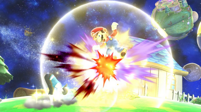 Archivo:Entrenadora de Wii Fit realizando saludo al sol contra Mario en Galaxia Mario SSBWiiU.png