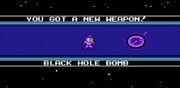 Mega Man al conseguir la Bomba agujero negro y dispararla en Mega Man 9.