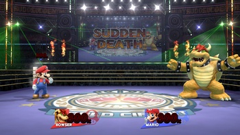 ...donde se puede leer "SUDDEN DEATH" en pantalla, en vez de "Muerte súbita".