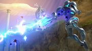 Samus oscura/Samus Oscura utilizando el Rayo Enganche en Super Smash Bros. Ultimate.