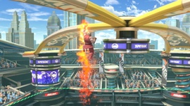 Ken usando Shoryuken fuerte en Super Smash Bros. Ultimate.