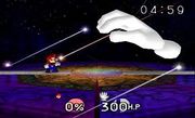 Pose neutral de Master Hand en Super Smash Bros.