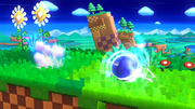 Sonic avanzando con el Torbellino en Super Smash Bros. for Wii U.
