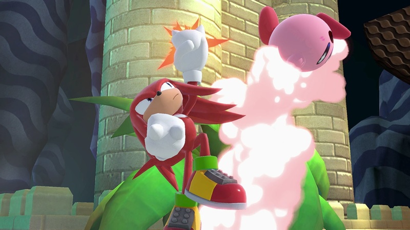 Archivo:Knuckles atacando a Kirby en El gran ataque de las cavernas SSBU.jpg