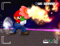 Mario usando la Flor de fuego en Super Smash Bros. Melee.
