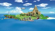 Vista aérea de la Isla Wuhu en Wii Sports Resort.