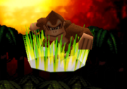 Donkey Kong usando Trompo Kong/Peonza Kong en Super Smash Bros.