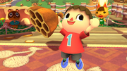 El Aldeano sosteniendo un panal en Super Smash Bros. for Wii U.