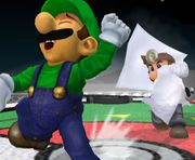 Dr. Mario usando la Supersábana en Super Smash Bros. Melee.