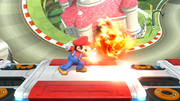 Mario usando Súper llamarada/Gran bola de fuego, una variación de Bola de fuego.