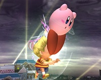 En el caso de Kirby, puede propinar varios golpes en el aire.