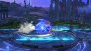 Peleador Mii/Karateka Mii cargando el ataque en Super Smash Bros. for Wii U.