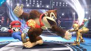 Donkey Kong usando su ataque especial hacia arriba, Trompo Kong/Peonza Kong.