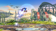 Karateka Mii usando el Salto espectral en Super Smash Bros. for Wii U.