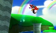 Peleador Mii/Karateka Mii usando el Salto espectral en Super Smash Bros. for Nintendo 3DS.