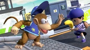 Ness sosteniendo una pistola plátano en Super Smash Bros. Ultimate.