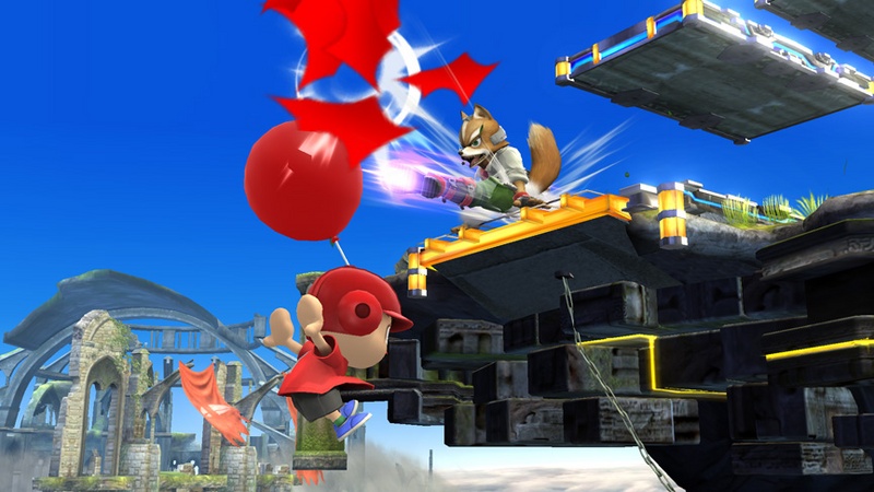 Archivo:Fox explotando los globos del Aldeano SSB4 (Wii U).jpg