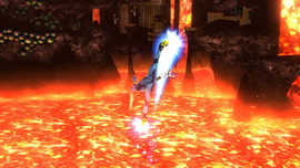 Samus Zero usando las Patadas propulsoras en Super Smash Bros. for Wii U.