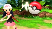 Una Entrenadora Pokémon lanzando una Poké Ball en Pokémon Diamante Brillante y Pokémon Perla Reluciente.