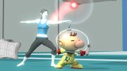 La Entrenadora de Wii Fit y Olimar en la Zona de entrenamiento.