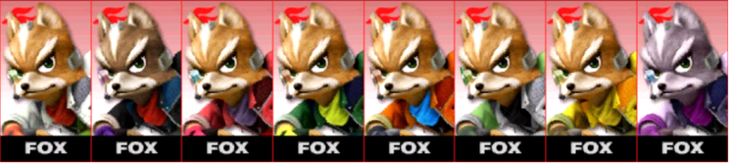 Archivo:Paleta de colores de Fox SSB4 (3DS).png