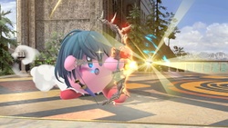 Kirby cargando la flecha.