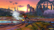 Espadachín Mii iniciando el Torbellino en Super Smash Bros. for Wii U.