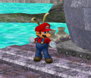 Mario con una capucha conejo en Super Smash Bros. Melee.