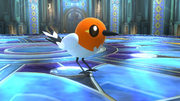 Fletchling en el escenario Liga Pokémon de Kalos de Super Smash Bros. for Wii U.