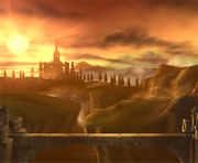 Vista del Gran Puente de Eldin en Super Smash Bros. Brawl.