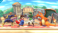 Captain Falcon, Mario, Link y Charizard en una batalla por equipos SSB4 (Wii U).png