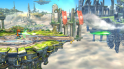Tirador Mii lanzando Rayos láser de manera constante en Super Smash Bros. for Wii U.