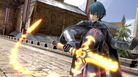 Byleth hombre moviendo la Espada de la Creación.