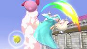 Rosalina/Estela y Destello atacando a Kirby en Templo.