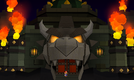 Entrada al Castillo aéreo de Bowser en Paper Mario: Sticker Star.