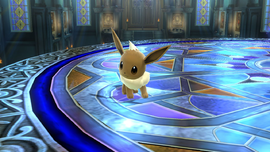 Eevee en el escenario Liga Pokémon de Kalos.