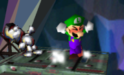 Luigi usando Ciclón Luigi en Super Smash Bros.