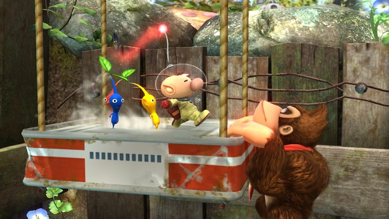 Archivo:Donkey Kong y Olimar en Garden of Hope SSB4 (Wii U).jpg