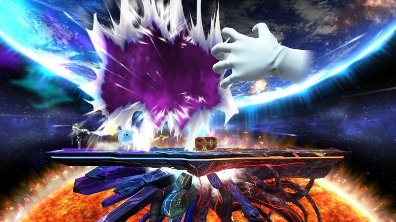 Archivo:Vista General del Combate Final contra Crazy Hand en Retos Crazy Hand SSB4 (Wii U).jpg