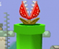 Una Planta Piraña saliendo de una tubería en Super Smash Bros.