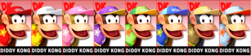 Archivo:Paleta de colores de Diddy Kong SSB4 (3DS).png