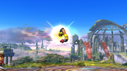 Peleador Mii/Karateka Mii iniciando el ataque en Super Smash Bros. for Wii U.